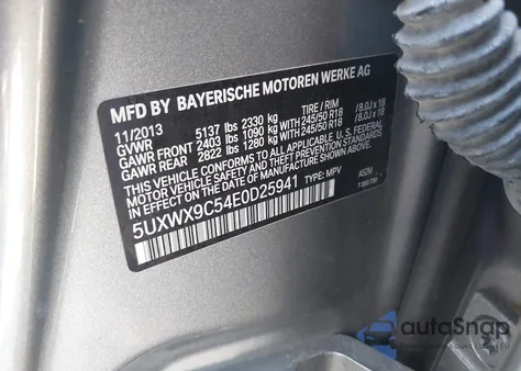 2014 BMW X3 xDrive28I z USA, uszkodzony, nr VIN 5UXWX9C54E0D25941